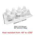 8-cavity fruit mousse silicone cake mold with size details and heat resistance specs - 8-Cavity Pear Mousse Mold / White