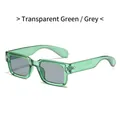 Lunettes de soleil carrées à la mode avec monture vert transparent et verres gris - Monture verte translucide Verres gris