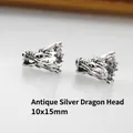 Makro-Detail antiker silberner Drachenkopf-Metallperlen für DIY-Schmuckherstellung 10x15mm - Antik-Silber Drachenkopf