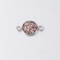 Macro view of a 10mm rose gold round drusy connector with double loops for jewelry making - Rose Gold (23)
