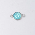 Detail of 10mm silver stainless steel connector with sparkling blue drusy stone inlay - Aqua Blue (32)