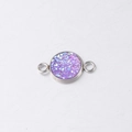 Macro view of 10mm purple drusy connector in stainless steel frame for DIY jewelry - Purple (8)