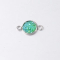Vue détaillée du connecteur 10mm en acier inoxydable avec pierre verte pour bijoux DIY - Vert (2)