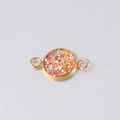 Detail of 10mm gold vacuum plated stainless steel charm with orange-pink glitter - Orange-Pink Shimmer Style (10)