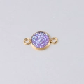 Detail of 10mm vacuum gold-plated stainless steel pendant with purple sparkling resin stones - Purple Druzy Style (8)