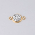 Detailed macro view of a 10mm gold stainless steel round charm with silver glitter inlay - Silver Sparkle Style (21)