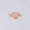 Macro detail of 10mm gold stainless steel charm with pink sparkling druzy stone - Iridescent Pink Style (24)