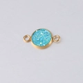 10mm vacuum gold plated stainless steel connector with turquoise stardust inlay and loops - Turquoise Green Style (32)