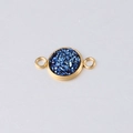 Round 10mm gold-plated stainless steel connector with dark blue sparkling crystals - Navy Blue Crystal Style (30)