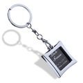Silver square hollow metal photo frame keychain with elegant curved border design - GX-292 Square Arc Edge (2.9cm x 3.1cm)