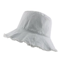 Frayed edge cotton bucket hat in light grey color with a stylish distressed denim look - 57-58cm / Light Blue