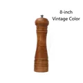8 inch retro color manual oak wood pepper grinder with adjustable metal top knob - 8 Inch / Antique Silver