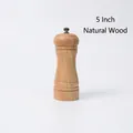 5 Inch manual oak wood pepper grinder in natural wood color with metal knob top - 5 Inch / Natural Wood Color