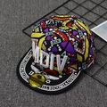 Graffiti hip hop flat brim cap with MDIV embroidery and colorful tribal pattern prints - Kids / Yellow