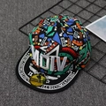 Flat brim hip hop hat with colorful graffiti print and MDIV embroidery in street style - Kids / Green