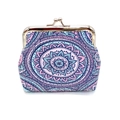 Détail d'un porte-monnaie mandala bohème avec motifs roses et fermoir métallique rétro - Rose-violet
