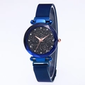 Reloj de cuarzo elegante para mujer con esfera de cielo estrellado azul y correa magnética - Azul
