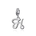 925 sterling silver charm letter H with clear zircon stone for bead bracelets - Letter H