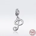 925 sterling silver letter P charm pendant with sparkling cubic zirconia stone - Letter P