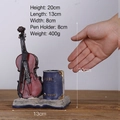 Nordic vintage resin pen holder shaped like a violin and books, size 20x13x8cm - Red Violin Pen Holder Ornament (HBSK600)