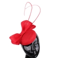 Elegant red mesh fascinator hat with oversized bow and stylish accents for banquets - Red