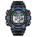 Orologio sportivo digitale COOBOS nero con dettagli blu e resistenza all'acqua WR30M - Blu