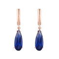 Elegantes pendientes de gota en oro rosa con circonitas azul oscuro en forma de pera - Azul