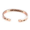 Rose gold 6mm stainless steel C-shaped open cuff bracelet with I AM ENOUGH engraving - Rose Gold G3342-I AM ENOUGH