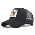 Black cotton trucker hat featuring breathable mesh back and eagle freedom embroidery - Adjustable / Black-Eagle Embroidery (15)