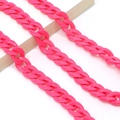 Detail shot of bright pink acrylic chain links on a book for glasses and masks - Hot Pink