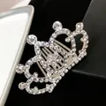 Elegant silver crown hair comb for girls with sparkling rhinestones for formal occasions - Large Crown No.8