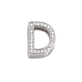 Silberner Buchstaben-D-Charm mit weißen Kristallen für Mesh-Armbänder und Uhrenarmbänder - Platin Buchstabe D