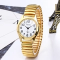 Orologio classico bicolore oro con cinturino elastico e quadrante bianco pulito - Stile Uomo / Colore Oro Bianco