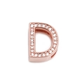 Detail eines Roségold-Buchstaben D Charms mit weißen Zirkonia für Mesh-Armbänder - Roségold Buchstabe D