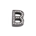 DIY verstellbares Armband Buchstabe B Anhänger in Gun Black mit Pavé-Zirkonia-Besatz - Gunmetal Buchstabe B