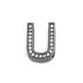 Verstellbares Edelstahl-Netzarmband mit gunmetal Buchstaben-U-Anhänger und Zirkonia - Gunmetal Buchstabe U