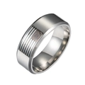 Men's 8mm stainless steel ring with American flag laser engraving on silver band - US 6 / Silver