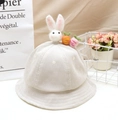 Beige corduroy bucket hat for toddlers with cute plush bunny and carrot decorations - Adult 57-58cm / Beige Rabbit
