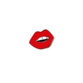 Kreative rote Emaille-Lippen-Brosche mit weißen Zähnen und silbernem Metall-Finish - Nr.4 Rote Lippen mit Zähnen
