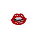 Kreative Emaille-Brosche in Lippenform in Rot Schwarz Weiß als modisches Accessoire - Nr.6 Offener Mund Ausdruck Rot