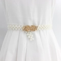 Ceinture élégante en perles avec doubles boucles roses dorées pour robes de femmes - EL95-18 Double Rose Dorée