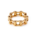 Polished gold stainless steel chain ring with industrial motor bike link design - Gold (KR82245-KFC)