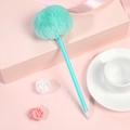 Creative mint green plush ball pen in sweet pastel gift setting for writing - Green (Pom Pom)