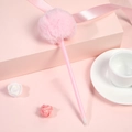 Cute pink fluffy pom-pom pen with a translucent barrel for students and office gifts - Light Pink (Pom Pom)