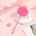 Pink fluffy pom pom pen with glitter heart and cute red heart pattern barrel - Peach Pink (Sequin Heart Pom Pom)