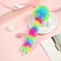 Rainbow gradient plush decorative ballpoint pen with colorful fluffy pom-pom on top - Multicolor (Full Plush Wrap)