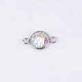 Detailed view of 10mm rainbow mermaid scale pendant with stainless steel double loops - Rainbow Mermaid Scale (1)