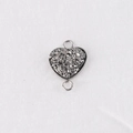 Macro shot of 13mm heart-shaped stainless steel pendant with sparkling crystal inlay - Silver Gray (6)