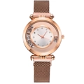 Fashion rose gold quartz watch for women with Milanese mesh band and moving crystal dial - Rose Gold