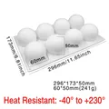 White 8-cavity round silicone mousse cake mold with detailed dimensions and weight - 8-Cavity Coconut Mousse Mold / White